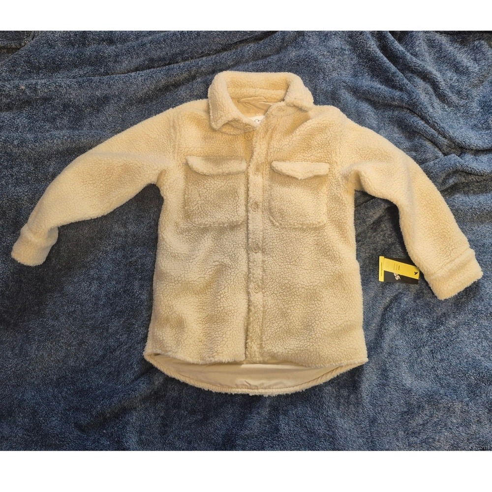 Art Class Kids Cream Faux Fur Sherpa Shirt Jacket Shacket Size M 8 NWT